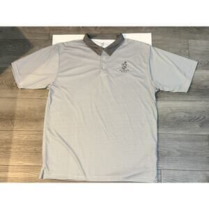 Bethpage Black Golf Polo Shirt Mens XL Gray White Striped Performance